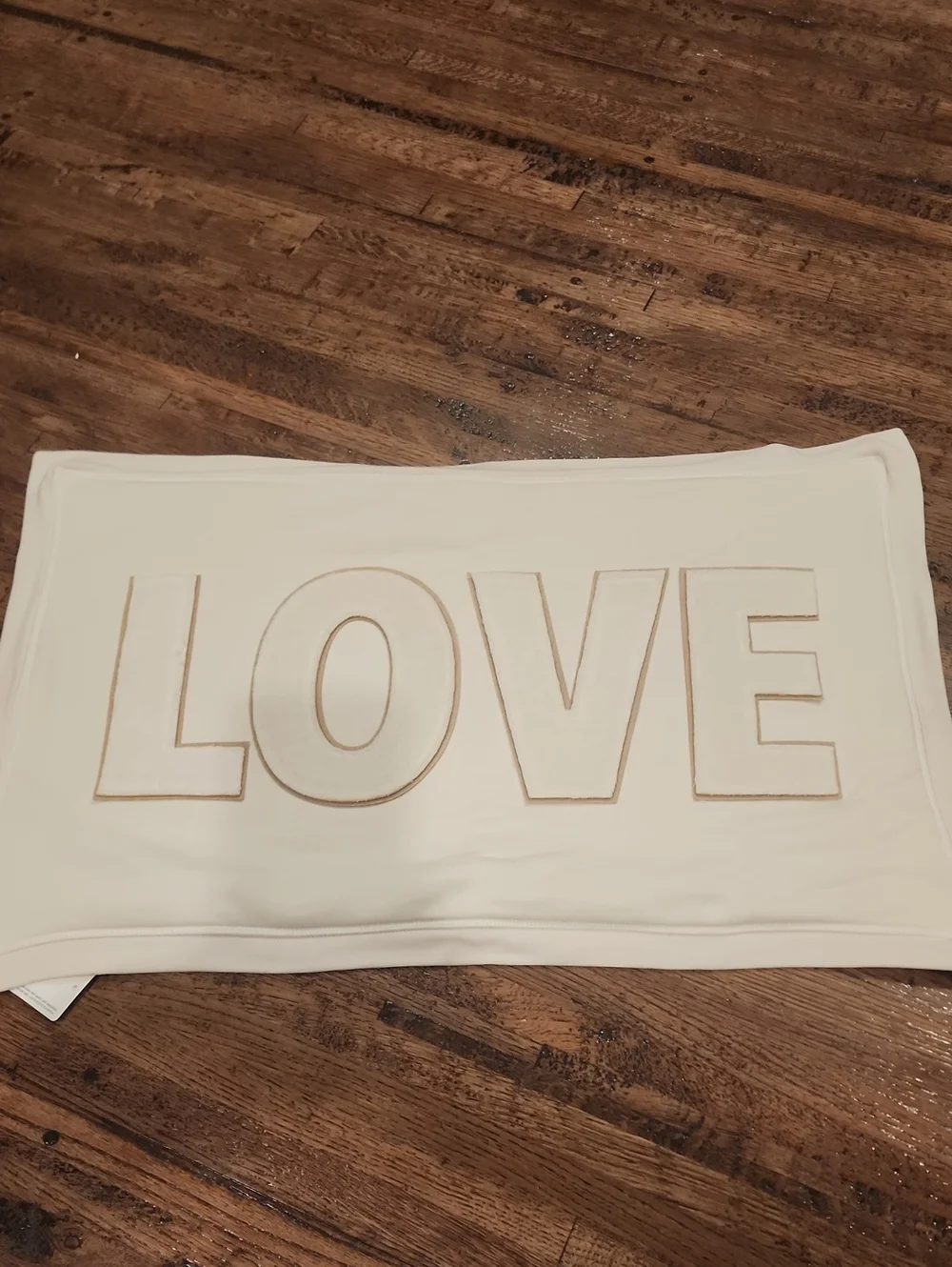 Pottery Barn LOVE Embroidered Accent Pillow Cover in Cream